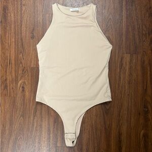 ReoRia Double-Lined Tan Bodysuit With Thong Bottom